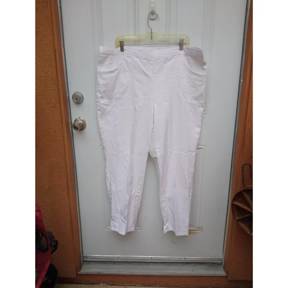 White stag women's flat front back elastic stretch denim pants cheap